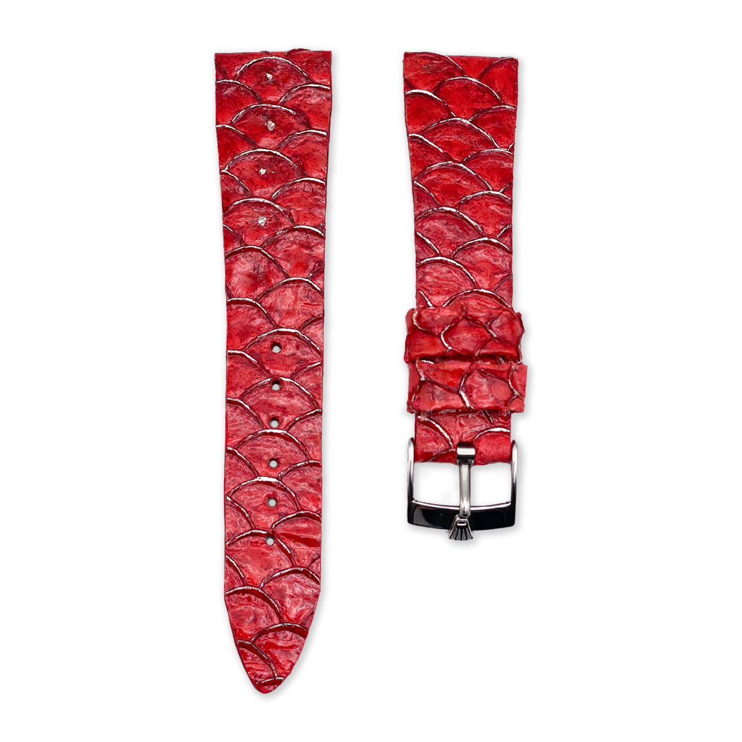 20mm Ruby Red Fish Leather Universal Strap