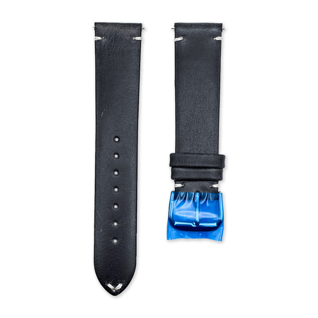 20mm Eerie Black Oiled Leather Universal Strap