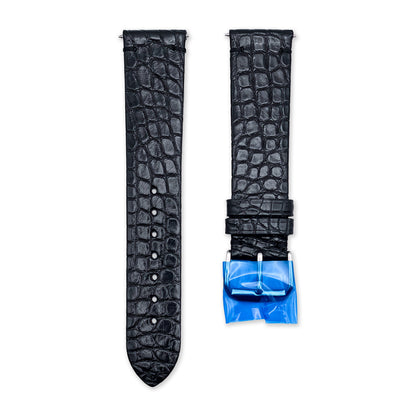 20mm Raven Black Alligator Leather Universal Strap