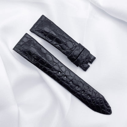 19mm Black Antique Finish Alligator Leather Universal Strap