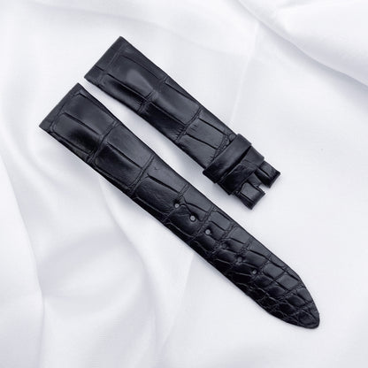 19mm Coal Black Alligator Leather Universal Strap