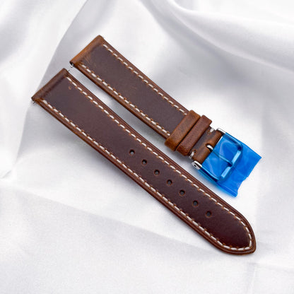 20mm Coffee Brown Oiled Leather Universal Strap