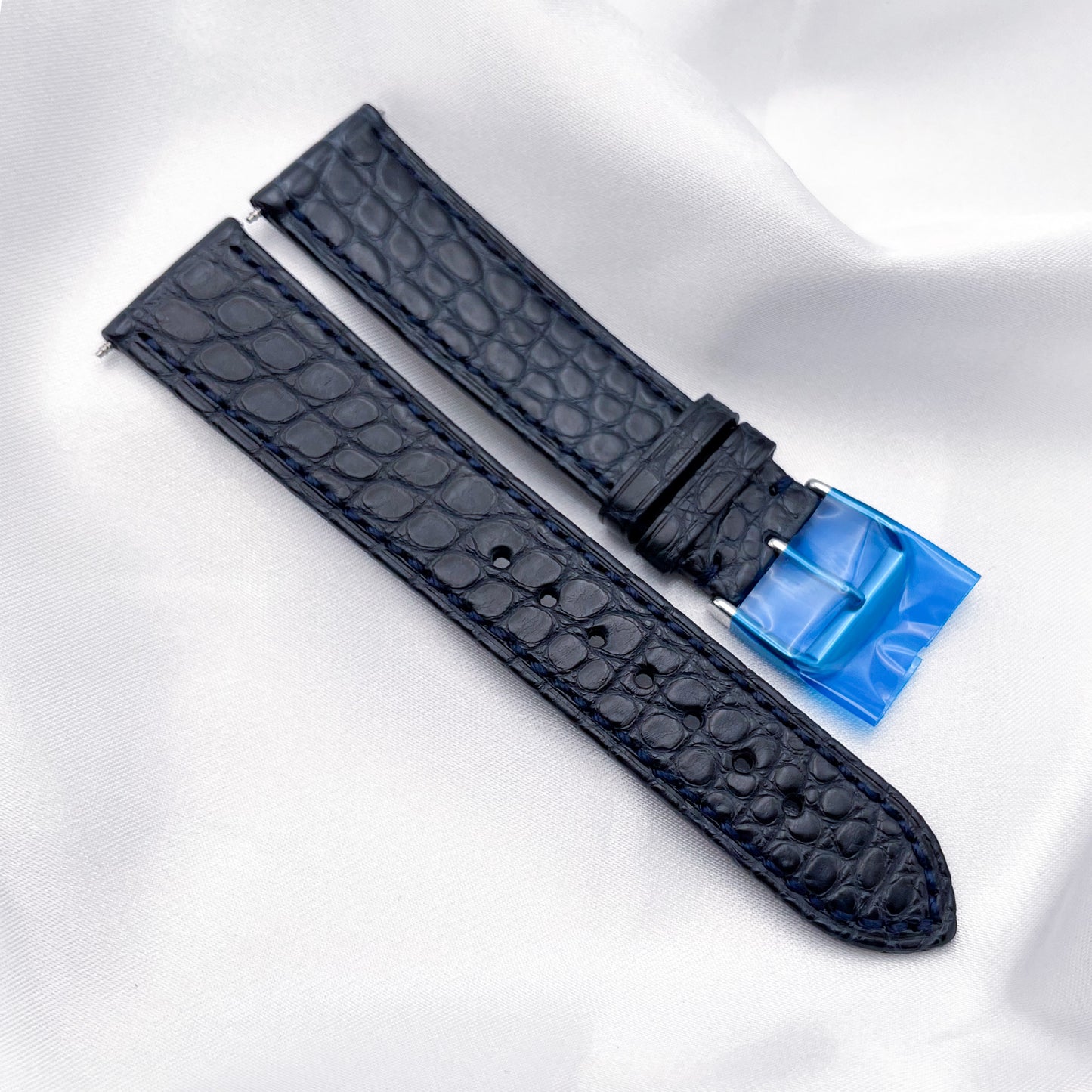 20mm Navy Blue Alligator Leather Universal Strap
