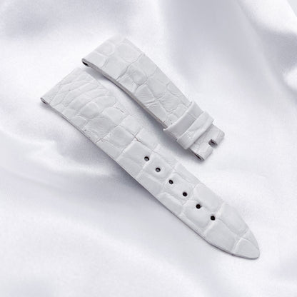 20mm White Pull Up Alligator Leather Universal Strap