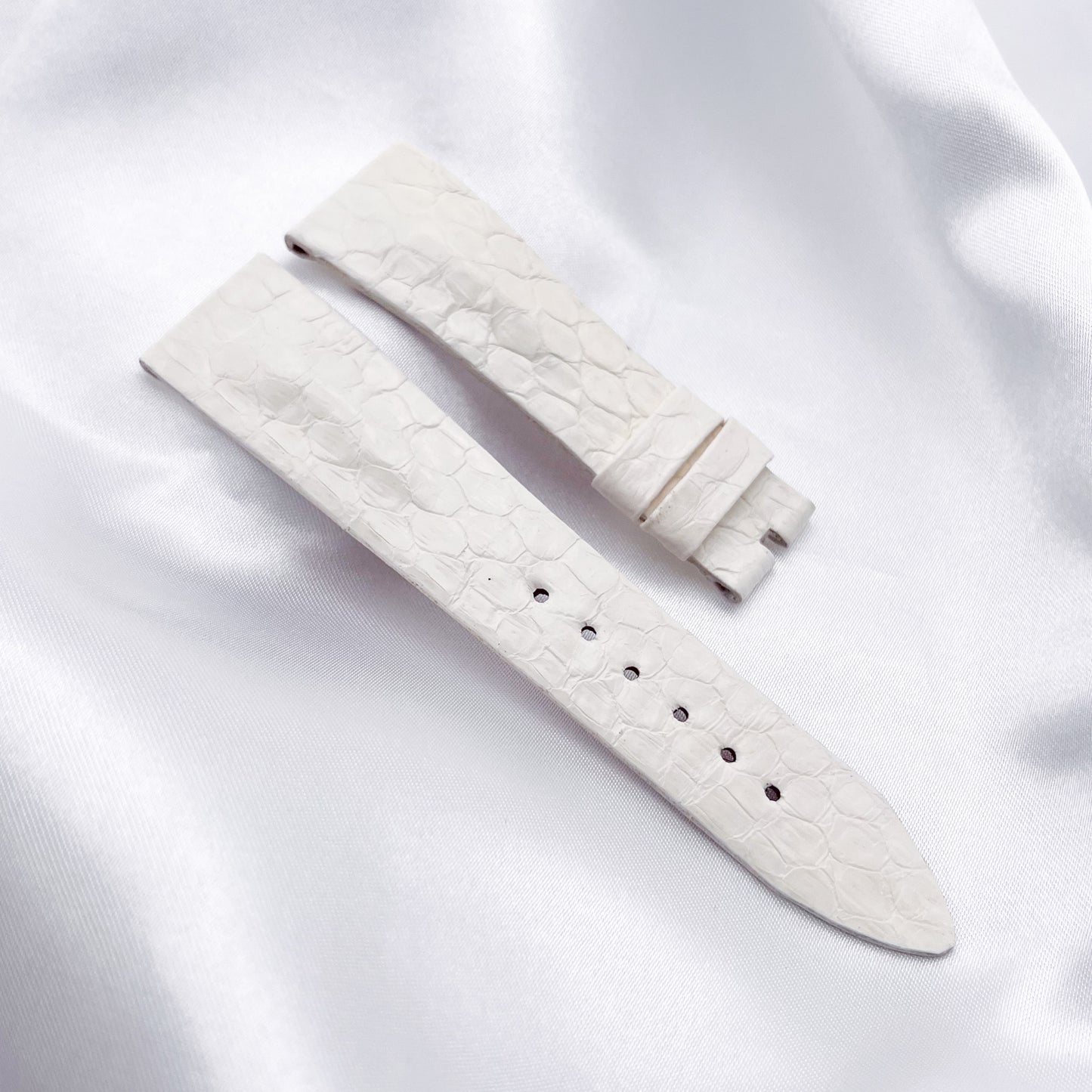 20mm White Sea Snake Leather Universal Strap
