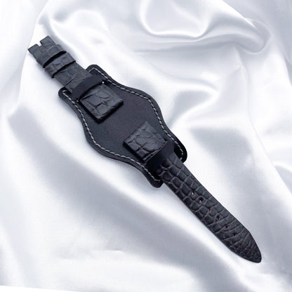 19mm Dark Grey Alligator Leather Universal Bund Strap