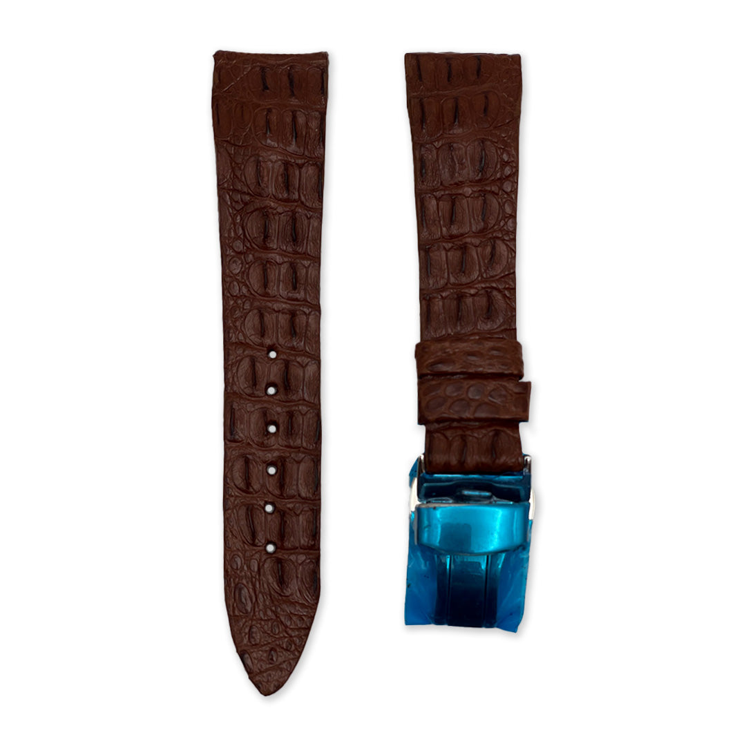 20mm Cigar Brown Alligator Leather Universal Strap with Deployment Buckle