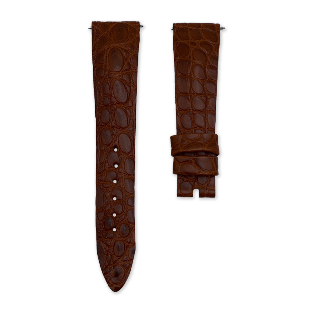 20mm Gold Brown Alligator Leather Universal Strap