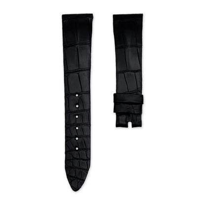 19mm Coal Black Alligator Leather Universal Strap