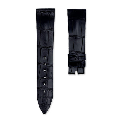 19mm Black Antique Finish Alligator Leather Universal Strap