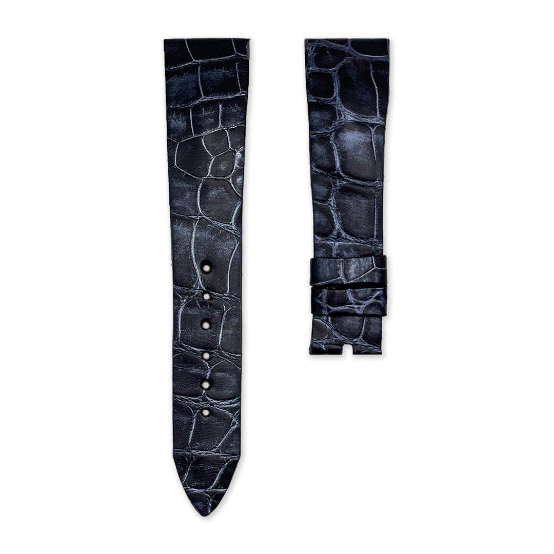20mm Silver Black Brush Off Alligator Leather Universal Strap