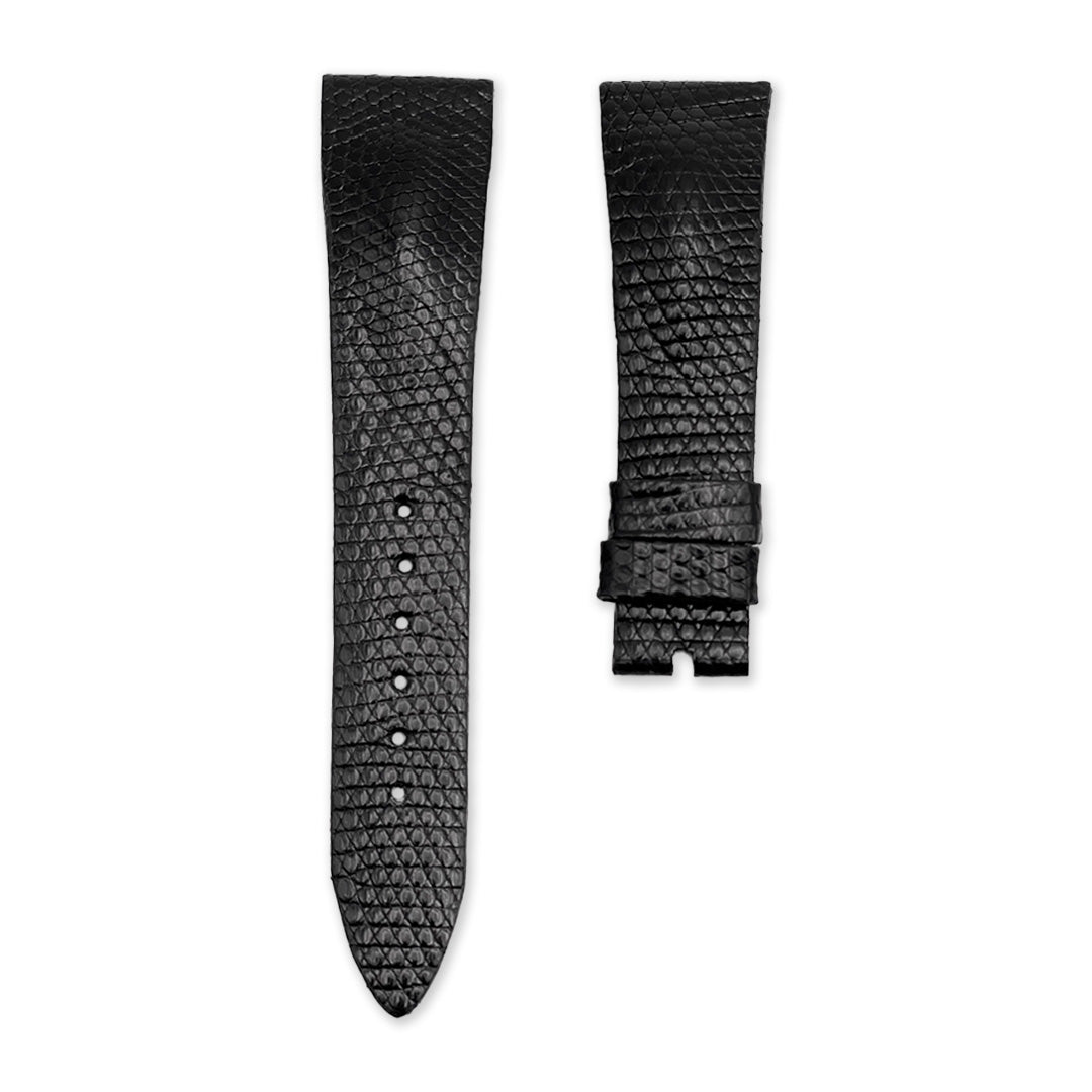 20mm Glossy Black Lizard Leather Universal Strap