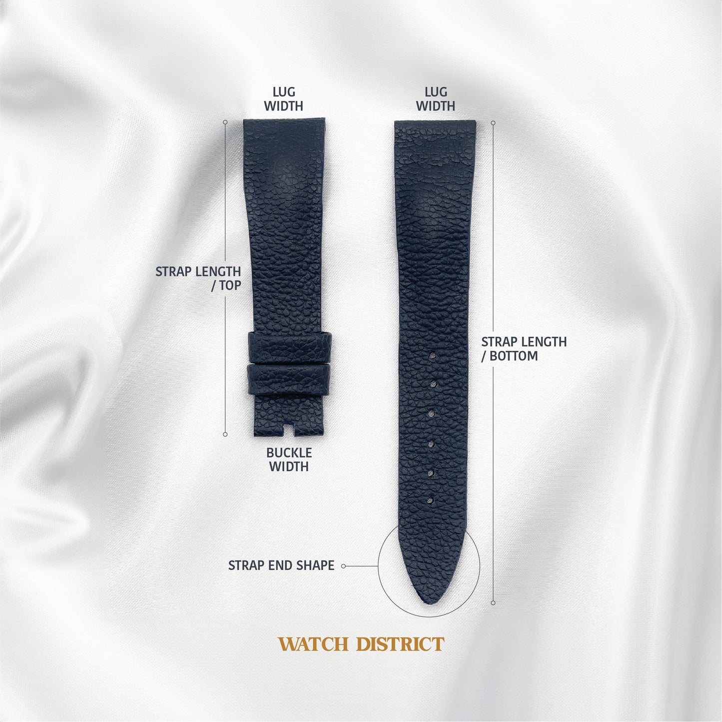 19mm Navy Blue Eel Leather Universal Strap
